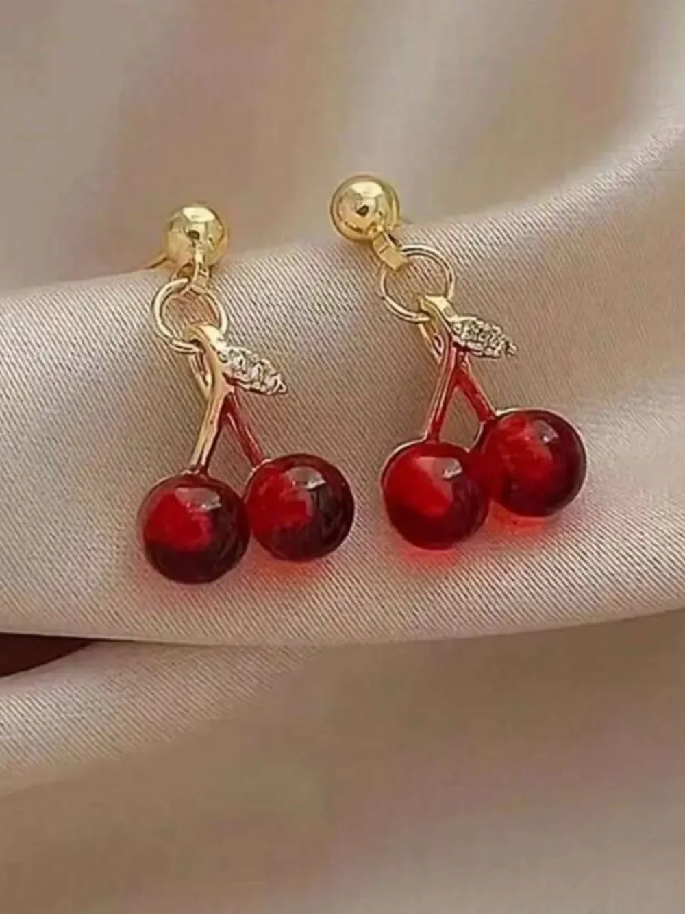 Gold Cherry Drop Earrings M819